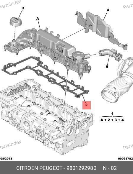 Прокладка клапанной крышки (2.0) — PEUGEOT / CITROËN 9801292980 — 9801292980