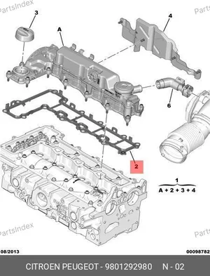 Прокладка клапанной крышки (2.0) 9801292980 PEUGEOT / CITROËN — 9801292980