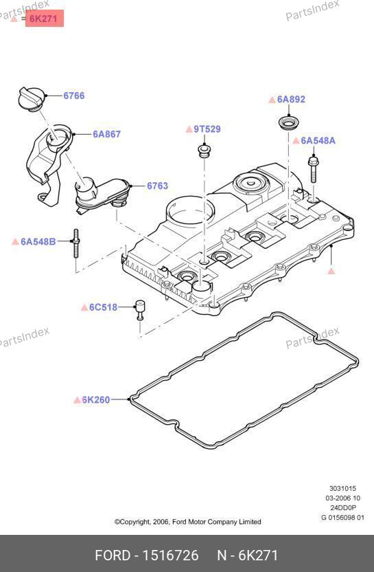 Крышка клапанов 6C1Q 6K271 CE — JMC 1516726 — 1516726