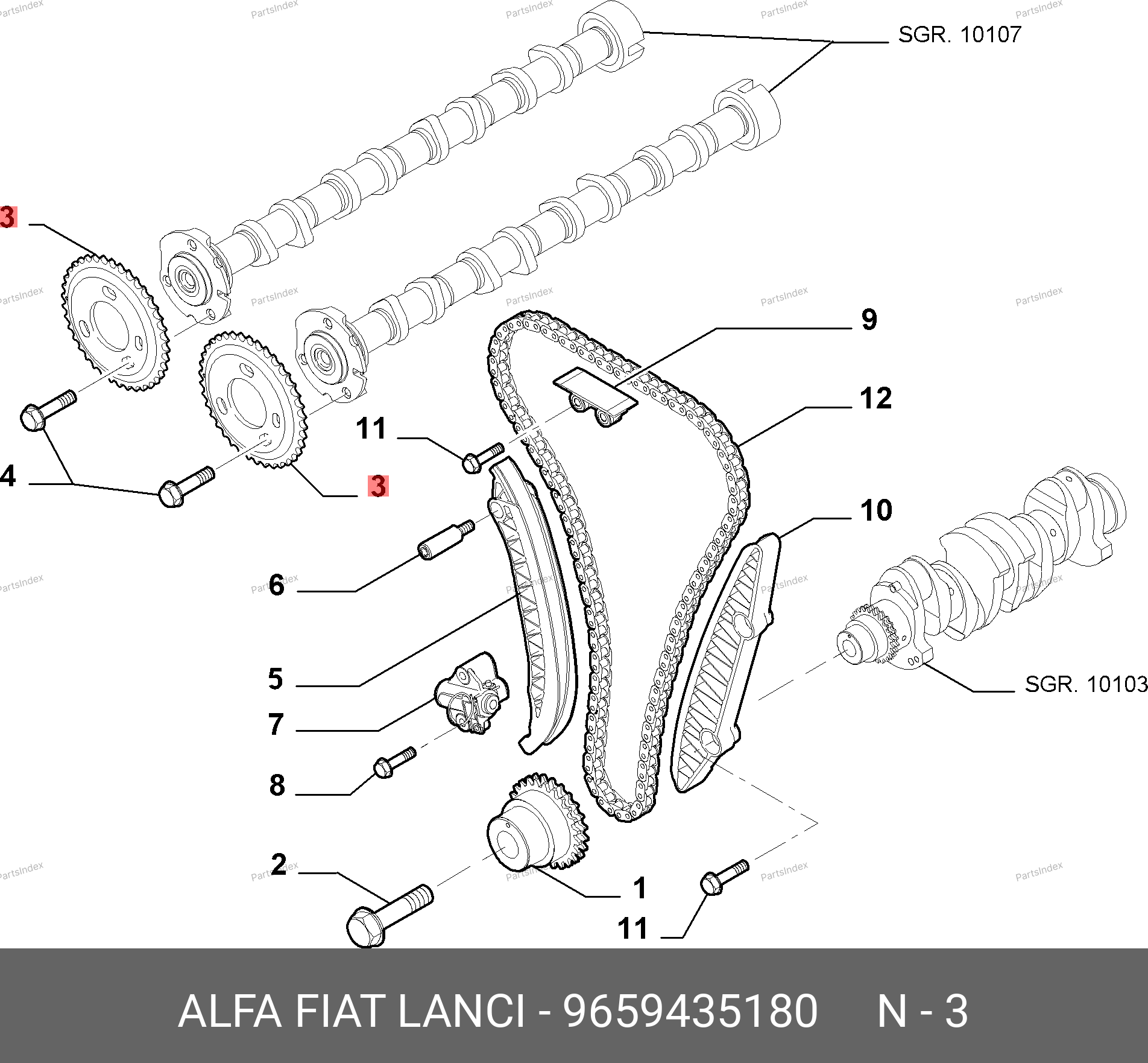 Звездочка (шкив) распредвала — FIAT 9659435180 — 9659435180