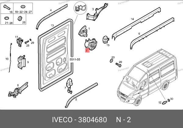 Ролик сдвижной двери верхний, с кронштейном 3804680 IVECO — 3804680