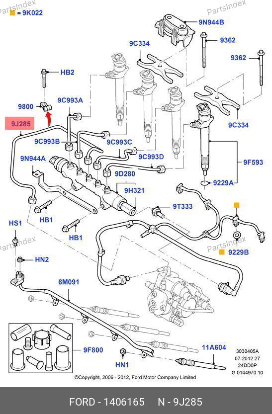 Трубка топливная (металл) от ТНВД до рампы 115/140 л.с. 6C1Q-9J323-BC — FORD 1406165 — 1406165
