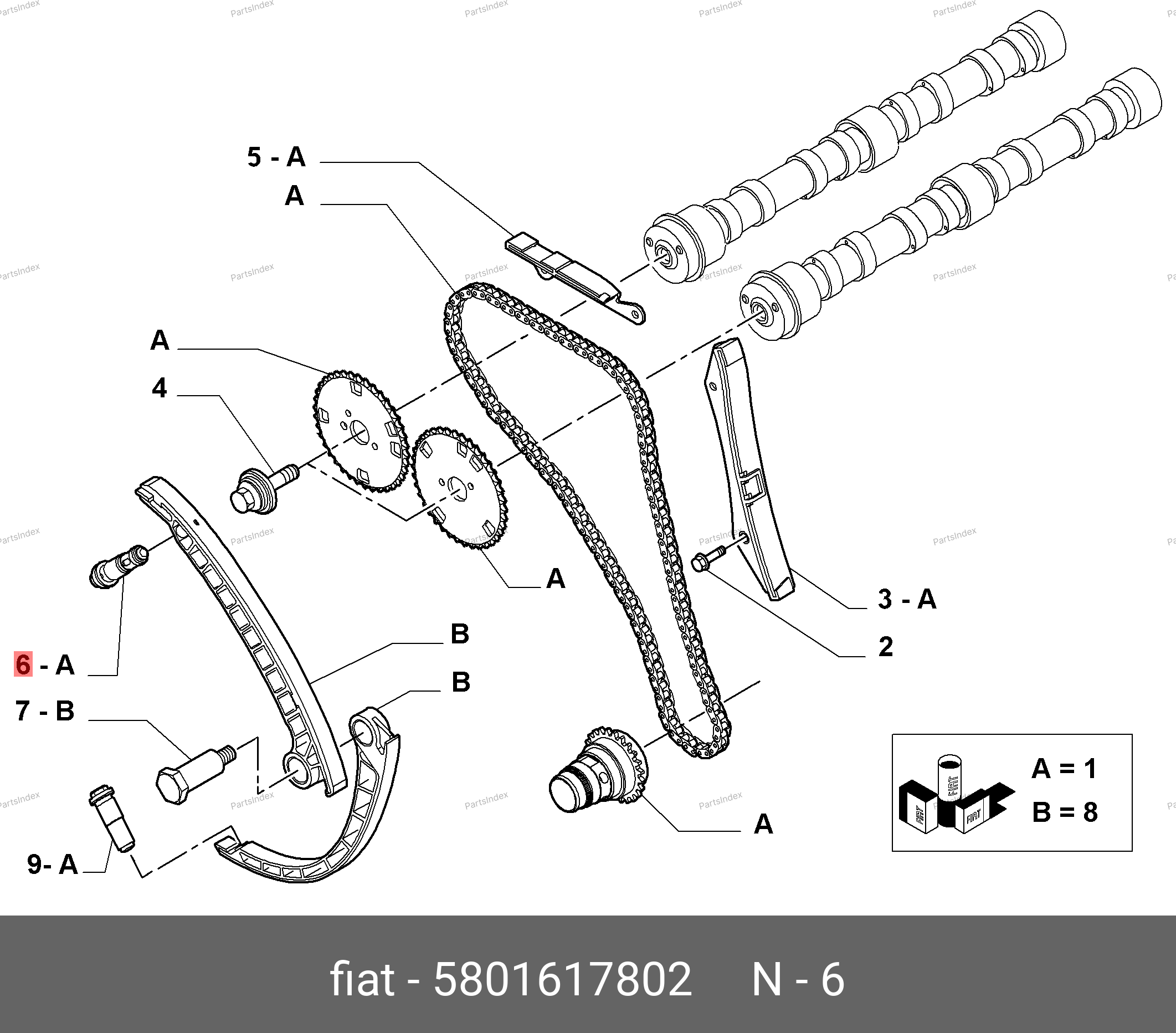 Натяжитель цепи ГРМ верхний (3.0) — FIAT 5801617802 — 5801617802