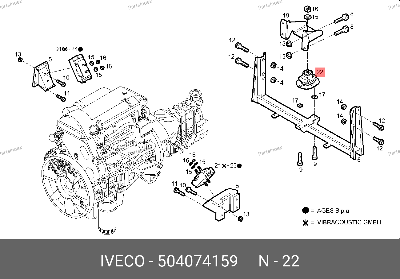 Опора КПП задняя — IVECO 504074159 — 504074159