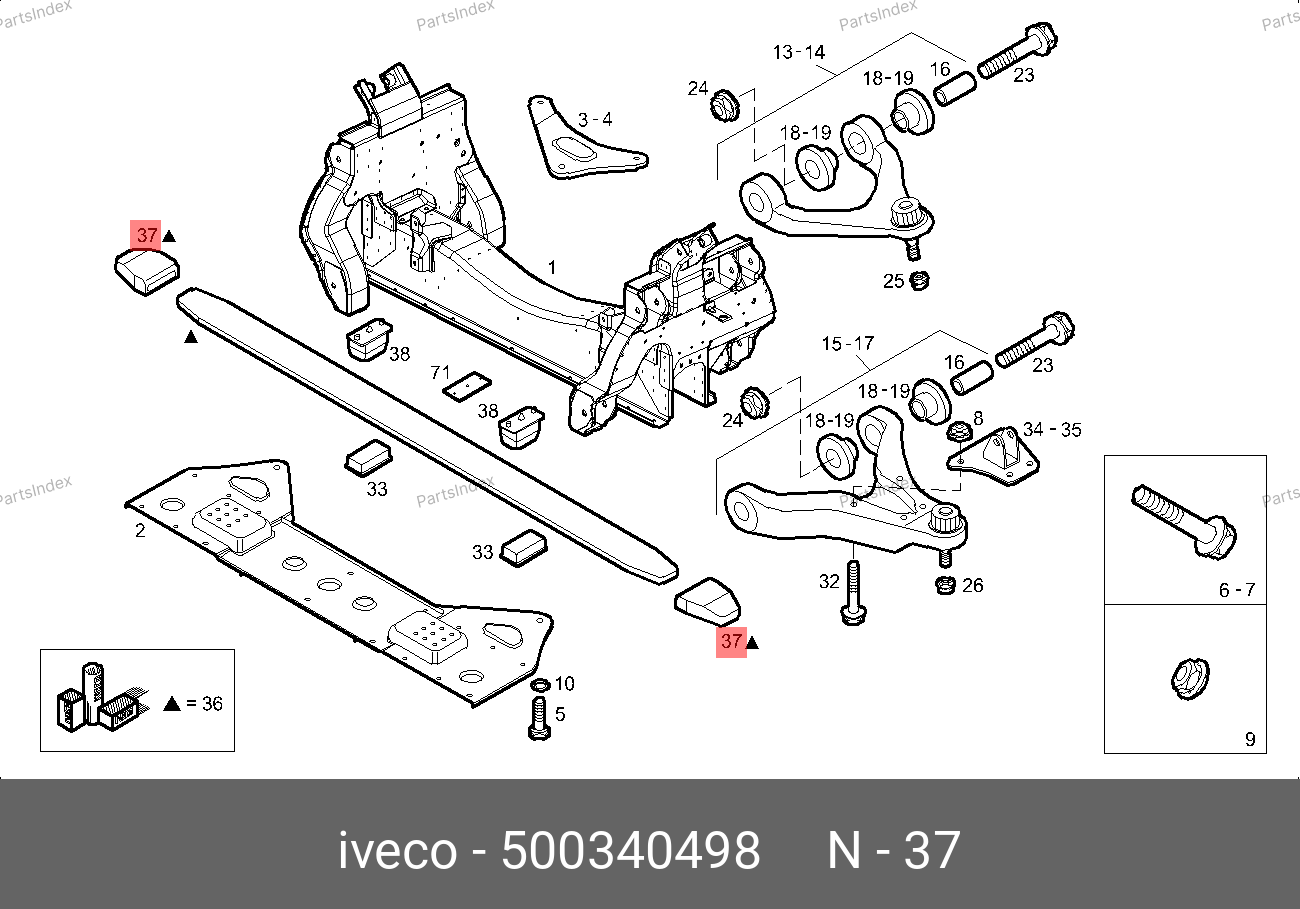 Прокладка листа передней рессоры — IVECO 500340498 — 500340498