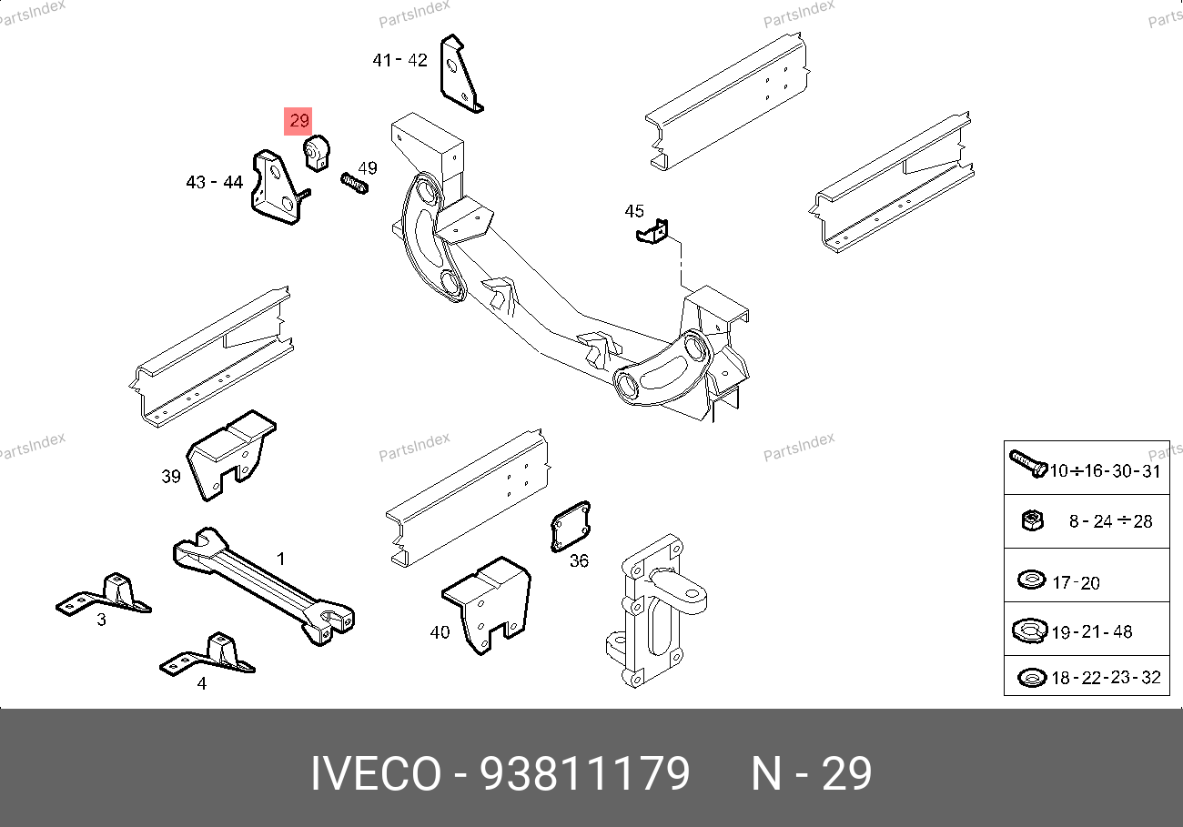 Труба соединительная к торсиону (D=29mm) 35с-50с — IVECO 93811179 — 93811179