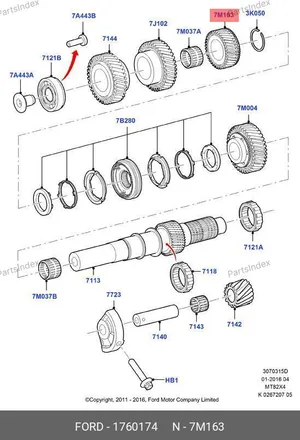 Шестерня Ford Transit 3-й передачи 1760174 CB3R-7M163AA JMC — 1760174 CB3R-7M163AA
