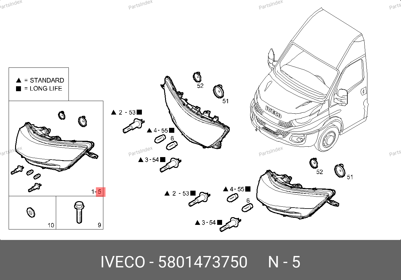 Фара (вод. сторона) — IVECO 5801473750 — 5801473750