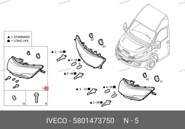 Фара '14- '19 Daily (левая, круглая фишка) 5801473750 IVECO — 5801473750