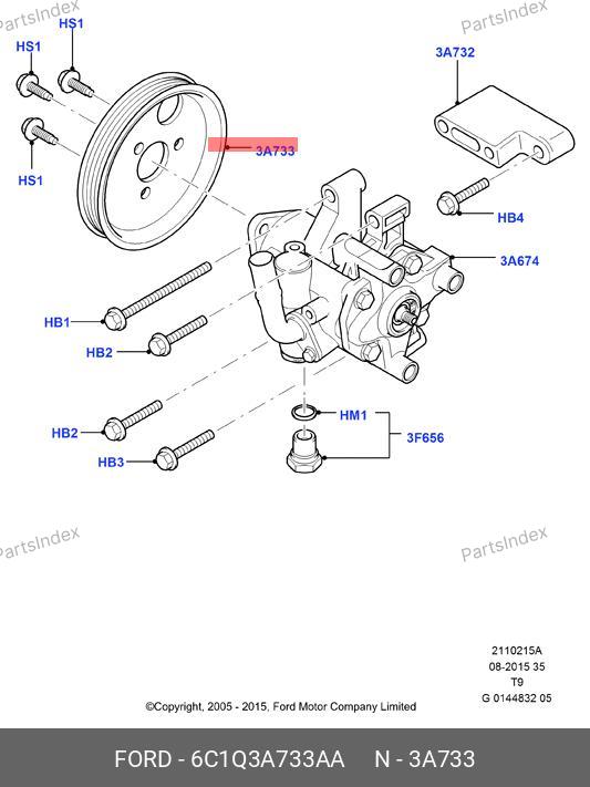 Шкив насоса ГУРа (металл.) — FORD 6C1Q 3A733 AA — 6C1Q 3A733 AA
