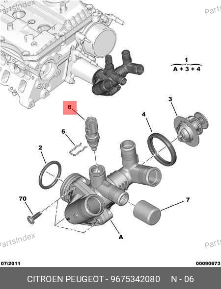 Датчик температуры охл. жидкости (Евро-5) — PEUGEOT / CITROËN 9675342080 — 9675342080