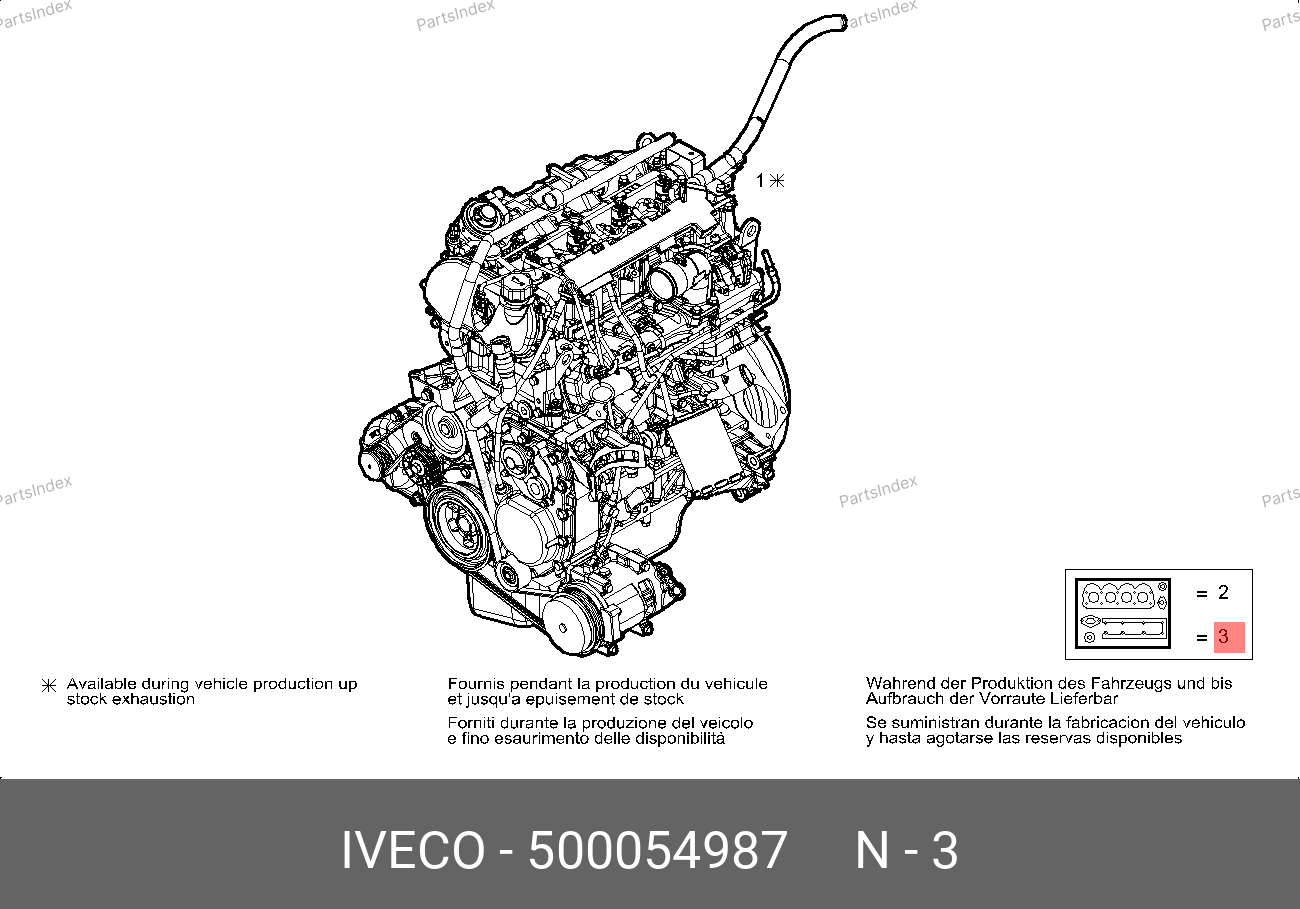 Прокладки ДВС комплект (с прокладкой ГБЦ) — IVECO 500054987 — 500054987