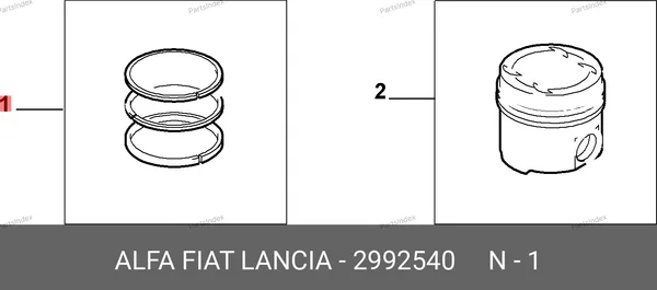 Кольца поршневыеFiat 2.3 евро 3-4 Ducato (к-кт на 1 цилиндр) 2992540 STD — 2992540
