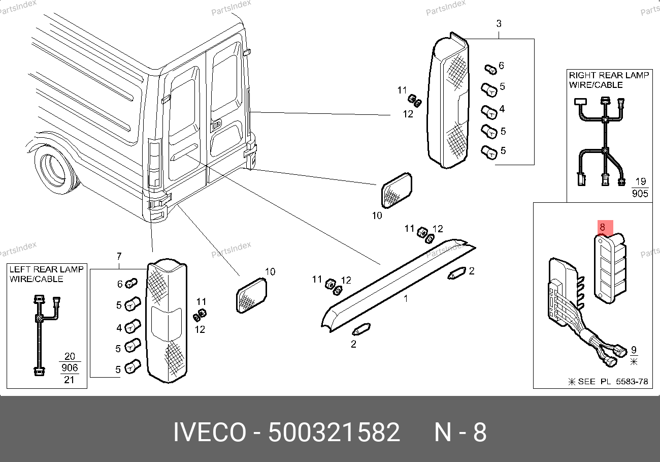Контактная группа задней двери (на стойке) — IVECO 500321582 — 500321582