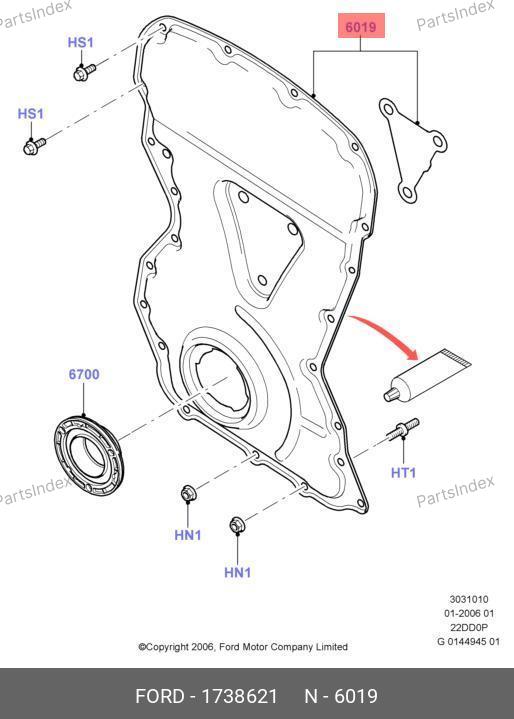Передняя крышка ГРМ Ford 1738621 для Transit 2.2 TDCi — 1738621