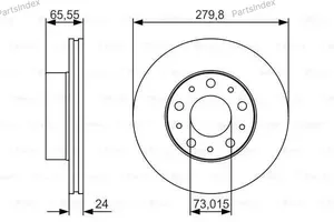 Диск тормозной передний вент. (R15) (280*25) 0986479S70 BOSCH — 0986479S70
