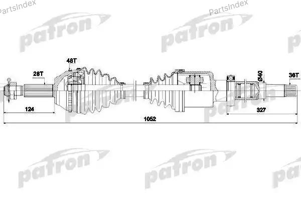 Вал приводной правый всборе FWD VXT75 6C11 3B436 DE — PATRON PDS0290 1496579 — PDS0290 1496579
