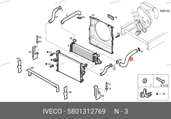 Патрубок интерекуллера выпускной 3.0 Daily 5801312769 IVECO — 5801312769