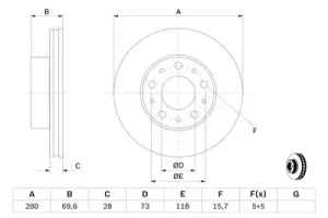 Диск тормозной передний R15 (вент) Boxer 3 (D280mm TH28mm) 0986479313 PEUGEOT — 0986479313