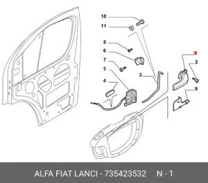 Ручка внутренняя, передней левой двери Peugeot Boxer 735423532 FIAT — 735423532