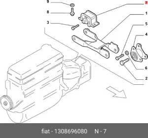 Опора ДВС задняя (244) 1308696080 FIAT — 1308696080