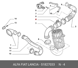 Датчик массового расхода воздуха 250 кузов 51827033 FIAT — 51827033
