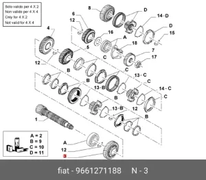 Шестерня 1 передачи Peugeot Fiat(250) 233462\ PEUGEOT / CITROËN — 9661271188