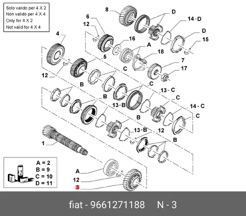 Шестерня 1 передачи Peugeot Fiat(250) 233462\ PEUGEOT / CITROËN — 9661271188