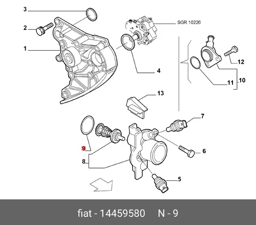 Кольцо уплотнительное термостата 14459580 FIAT — 14459580