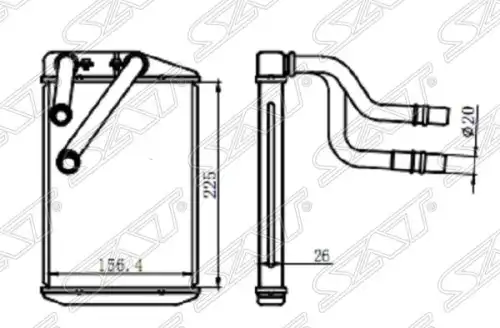 Радиатор печки отопителя Peugeot STPG103950 SAT — stpg103950