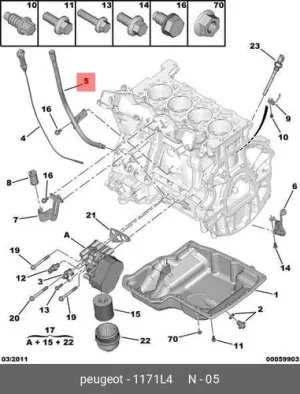 трубка щупа Peugeot — 1171L4