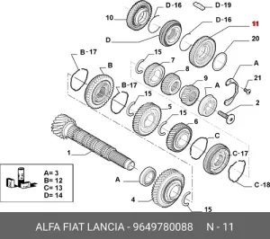 Шестерня 6 передачи первичный вал Peugeot Fiat(250) 233373\ PEUGEOT / CITROËN — 9649780088