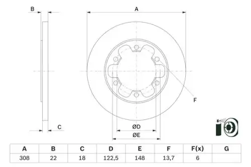 Диск тормозной задний новый Ford -14 двускат BOSCH 1815600 — 0986479D43