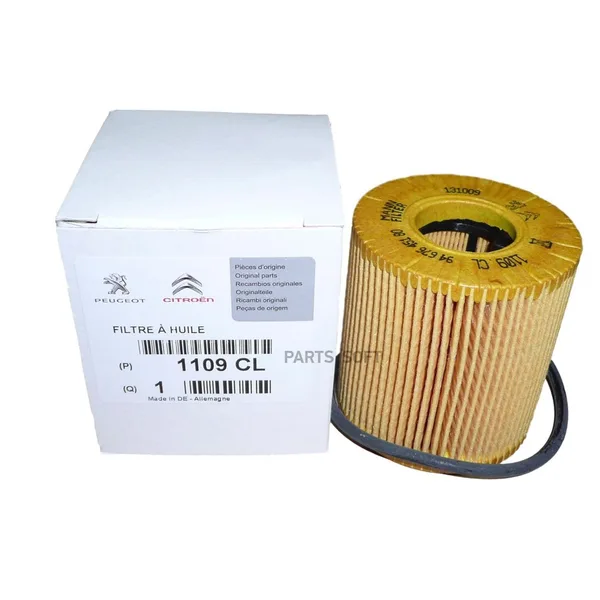 Фильтр масляный Citroen С4 С2 С3 2002-2010, Peugeot 206 2000-2013, 207 2006-2015 Ford Фокус 2 1.6 2004-2014, Мондео 4 2.0 2007-2015 ОЕМ C2S43999 E149109 1717510 Peugeot 1109CL PEUGEOT / CITROËN — 1109CL