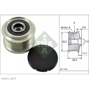 Шкив генератора Boxer3-Fiat Ducato3- 2.2 Peugeot 535016010 INA — 535016010