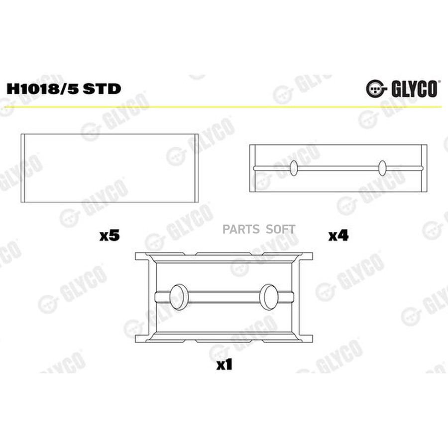 Вкладыши коренные (комплект), (GLYCO) — H1018/5 STD — H1018/5 STD