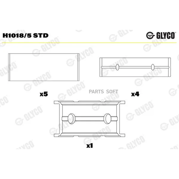 Вкладыши коренные Peugeot Boxer (комплект), (GLYCO) — H1018/5 STD — H1018/5 STD