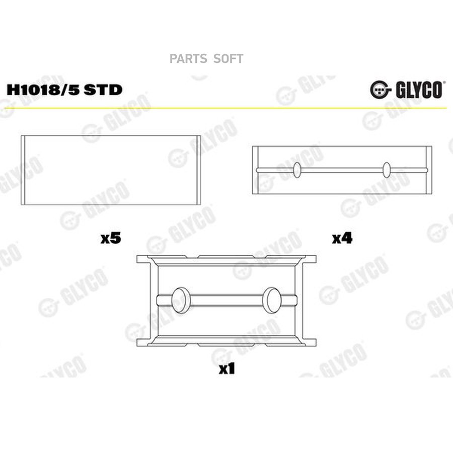 Вкладыши коренные к-т STD — GLYCO GLY H1018/5 STD — GLY H1018/5 STD