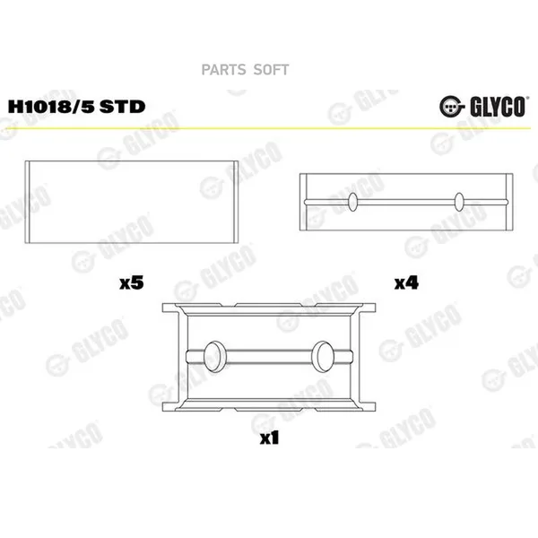 Вкладыши коренные к-т Ford Transit GLY H1018/5 STD GLYCO — GLY H1018/5 STD